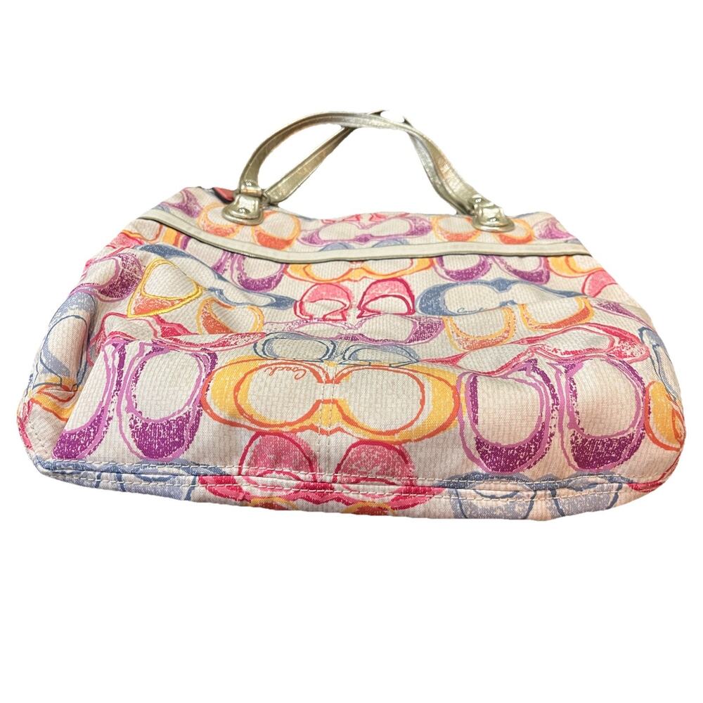 Coach Poppy Dream C Tote Multicolor with Gold Metallic Leather Trim Y2K - Picture 4 of 16